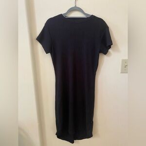 PUBLISH BLACK WAFFLE KNIT T SHIRT DRESS LIGHTWEIGHT BASIC SIZE M